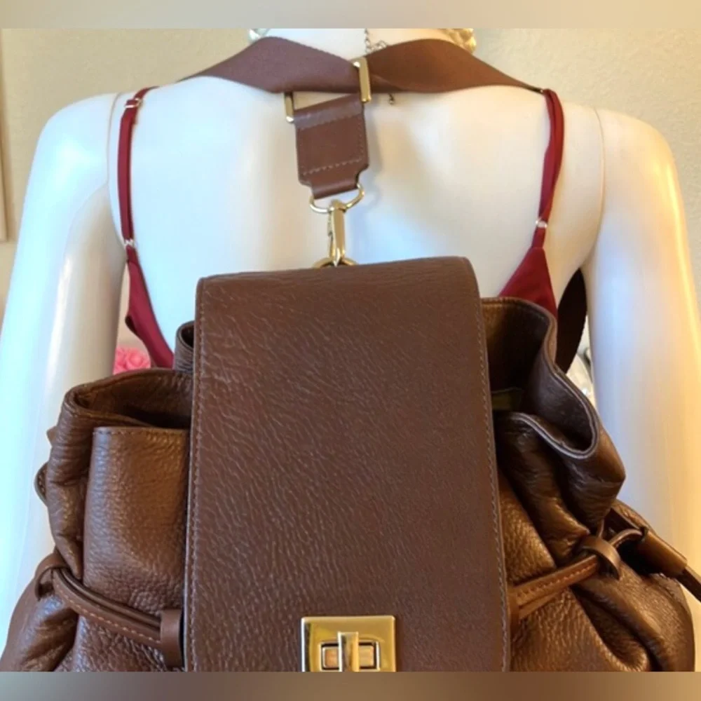 Isaac Mizrahi Live Genuine Leather Back Pack or Shoulder bag 17”x11.5”x10.25”
